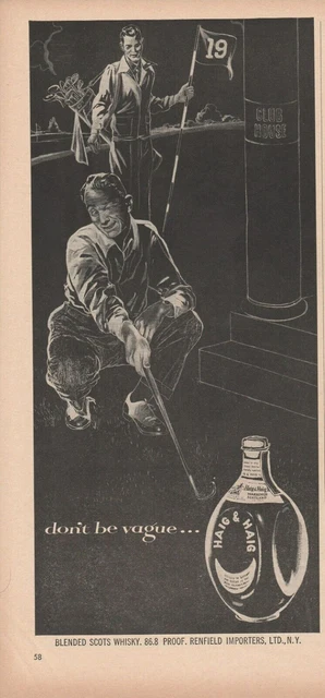 1953 Haig & Haig Blended Scots Whisky Print Ad 1950s 19th Hole Golf Club House