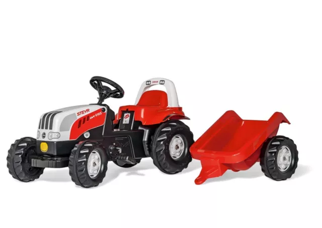 Trettraktor rollyKid Steyr, Farbe rot mit Anhänger