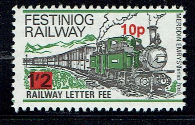 Festiniog Railway 1971 10p on 1/2 Decimal railway letter stamp unmounted mint