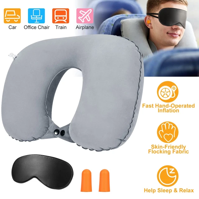 Inflatable Pillow Air Cushion Neck Rest U-Shaped Compact Plane Flight Travel