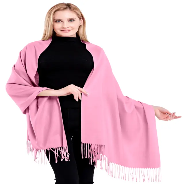 Rose Pink 100% Cashmere Shawl Pashmina Scarf Wrap Stole Hand Made in Nepal *NEW*