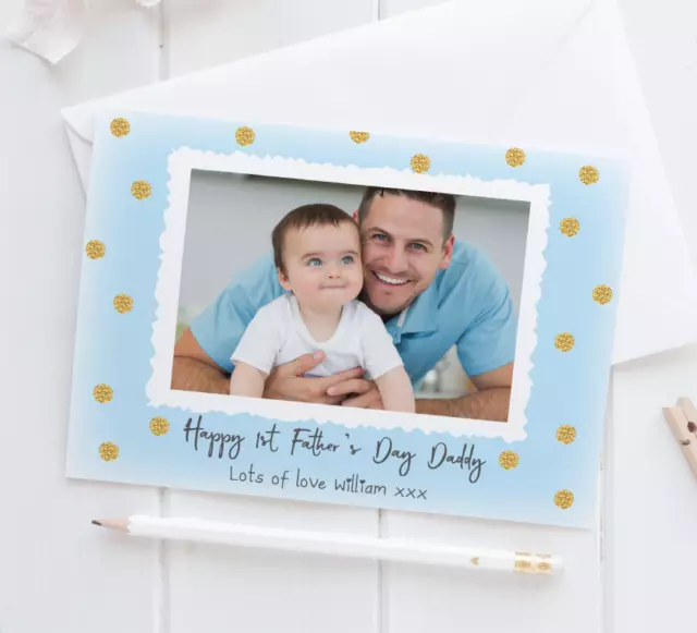 Personalised A5 Photo Fathers Day Card • Grandad • Dad • Daddy • Baby • Folded