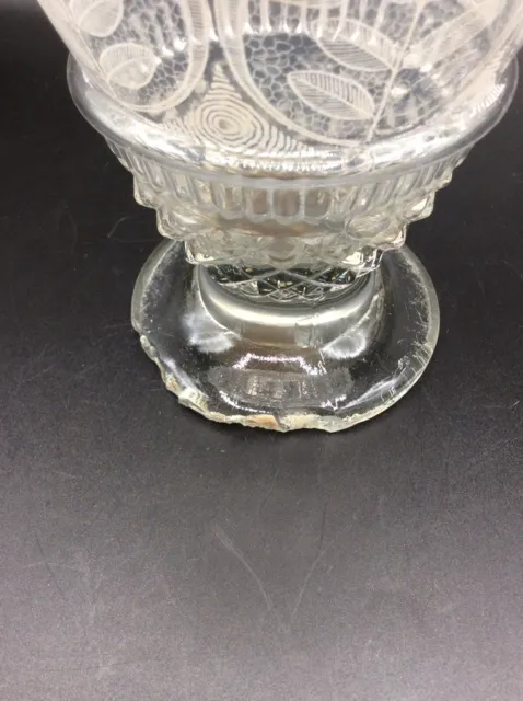 Carafe verre soufflé moulé émaillé décor floral Legras Art Nouveau accidentée 6
