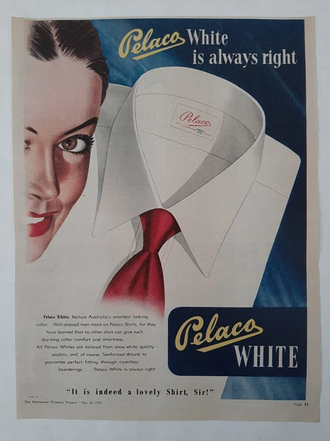 VINTAGE AUSTRALIAN ADVERTISING 1952 ad PELACO MEN'S SHIRT clothing art ...