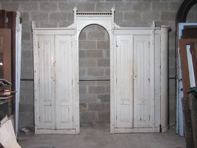 Antique Walnut Closet Front Ornate ~ Built In Armoire Butlers Pantry ~ 118 X 108