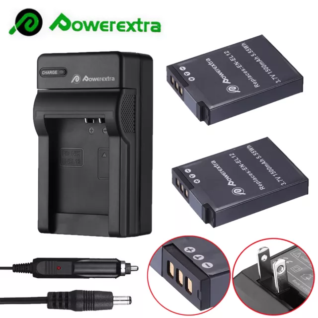 EN-EL12 1500mAh Battery +Charger For Nikon Coolpix AW110 S6000 S6300 S8200 S9200