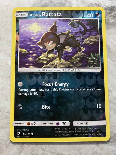 Pokemon TCG - Alolan Rattata - 81/147 - Common Reverse Holo - Burning Shadows