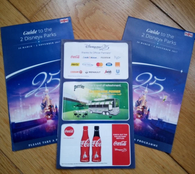 Disneyland Paris 25th Anniversary Map Guide to the two parks  New X 3 2017 2