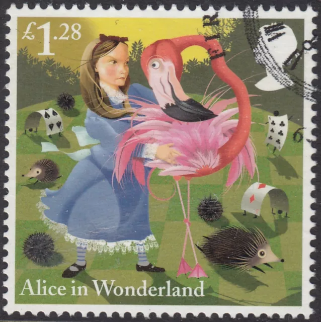 Alice in Wonderland - The Game of Croquet illustrated on 2015 fine used GB stamp