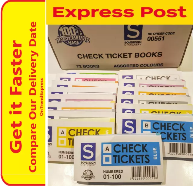 72 x Sovereign Raffle Tickets Check Books Box Door Prize Numbered to 100 EXPRESS