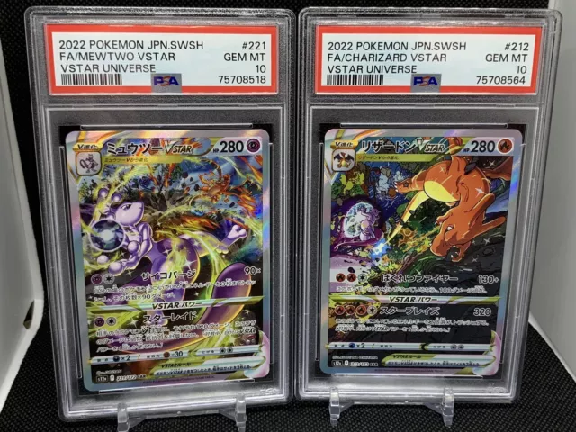 PSA 10 GEM MINT Mewtwo & Charizard VSTAR SAR 212 221 Japanese Pokemon Universe