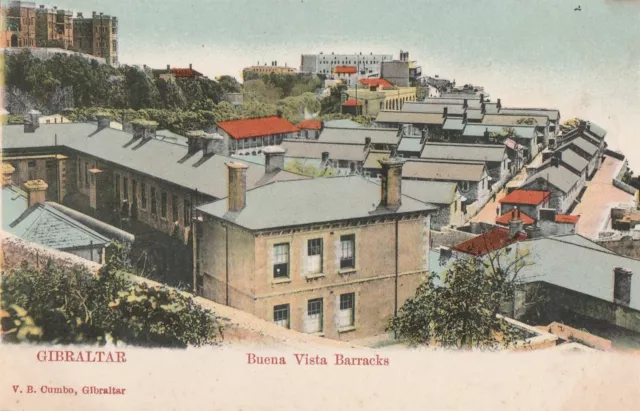 old postcard gibraltar buena vista barracks
