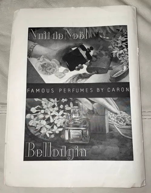 1934 Caron Bellodgia Nuit de Noel Perfume VIntage Bottle PRINT AD