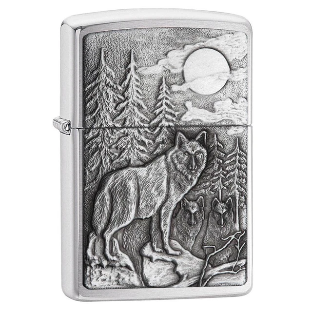 Zippo 20855 Classic Timberwolves Brushed Chrome Windproof Lighter