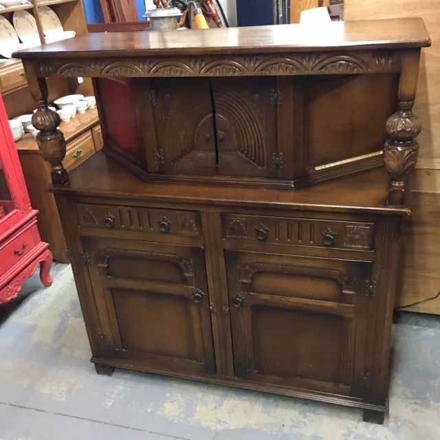 Beautiful Carved English Court Cupboard Cathedral Oak Sideboard Medieval Antique 2