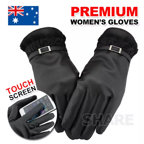 Women's Winter Warm PU Leather Click Touch Screen Magic Gloves For Mobile Phone