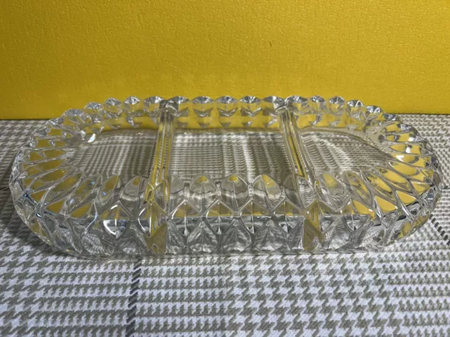 Gorham Althea 3 Part Oval Relish Divided Dish Elegant Vintage Crystal 12" (31) 2