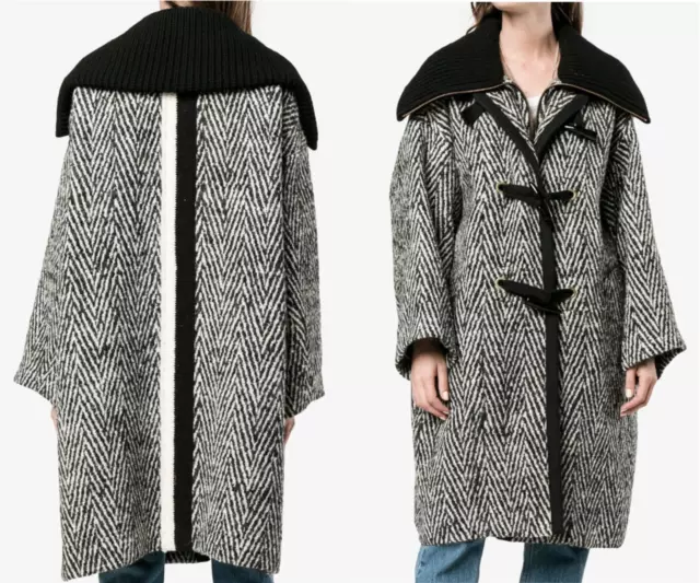 Chloé Cult Stripe Oversized Cocoon Coat Waist Long Coat Jacket Parka 36