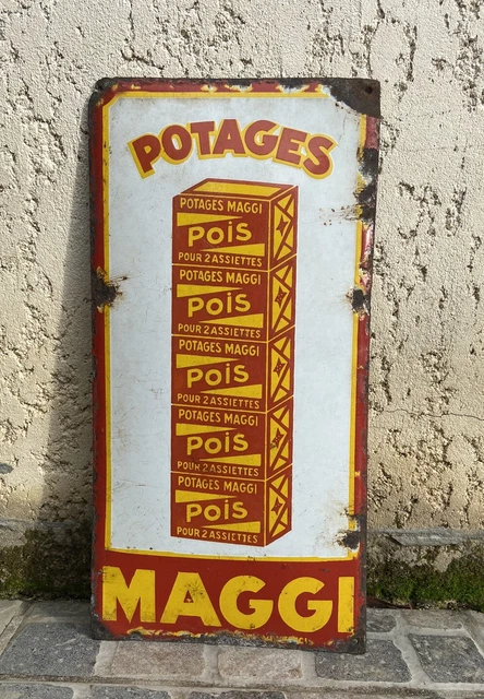 Plaque métal publicitaire 30x40 cm bombée : maggi lune