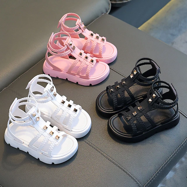 Baby Girls Rome Rivet Flat Summer Sandals Toddler Kids Holiday Princess Shoes