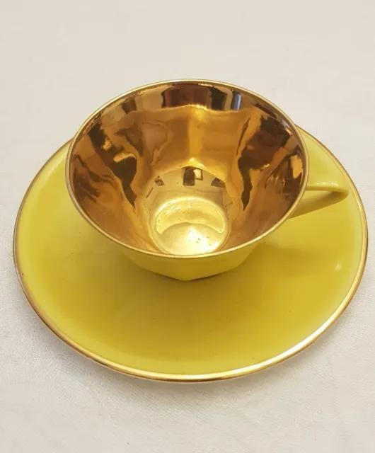 Tasse à Moka/café -  Porcelaine de Limoges jaune et or - Ets Goumot Labesse