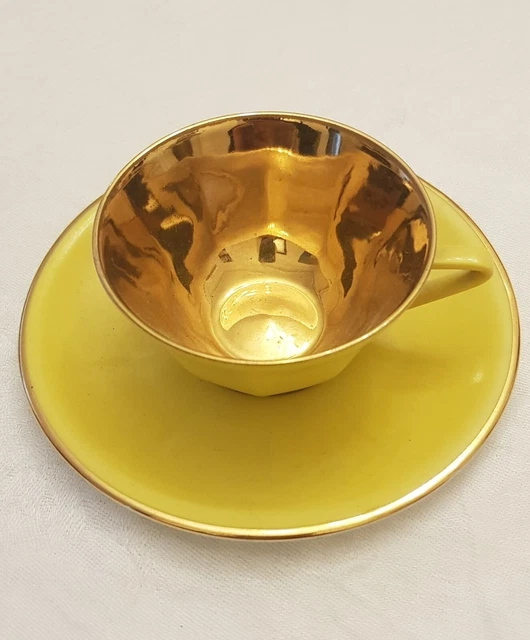 Tasse à Moka/café -  Porcelaine de Limoges jaune et or - Ets Goumot Labesse