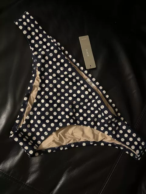 NWT J CREW BIKINI BOTTOM POLKA DOT TEENY HIPSTER NAVY BLUE WHITE SWIMSUIT XL New