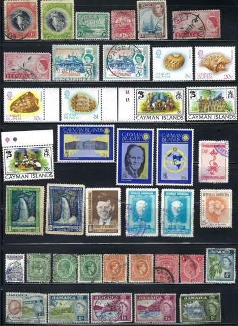 68 New & Used Stamps Caribbean Barbados Bermuda Cayman DR Jamaica