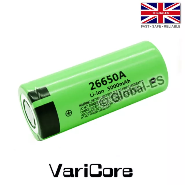 26650 Li-Ion Flat Top Rechargeable Battery - 3.7V 5000mAh