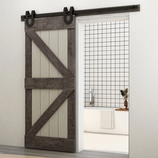 CCJH 4FT-20FT Sliding Barn Door Hardware Kit Track For One/Two Wood Doors