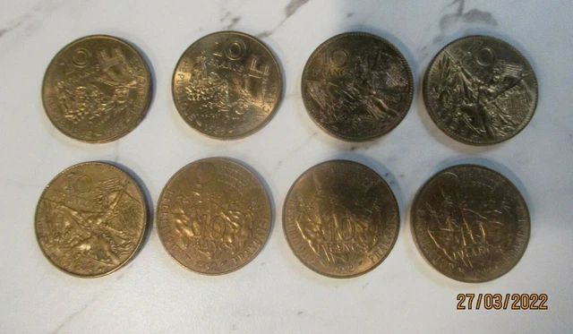 Lot de 16 pièces commémoratives 10 francs