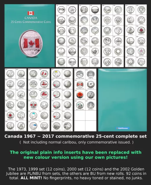 Canada 1967~2017 Commemorative 25-cent Complete Set ( BU & PL )  Uncirculated
