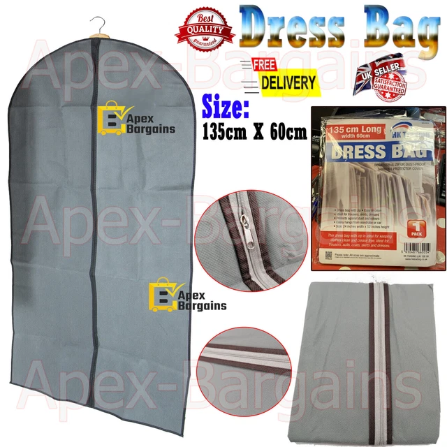 Long Travel Dress Suit Coat Bag Ziper & Clothes Cover Dust Proof Hanging Storage