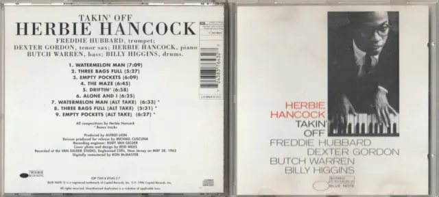 HERBIE HANCOCK / TAKIN' OFF / 1962 ALBUM ON CD  (1996 Blue Note Reissue)