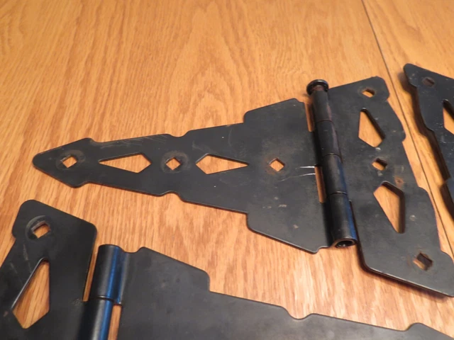 T Strap Barn Door Gate Shed Hinges 10.5" x 7.75" Set of Four Salvage Vintage 3