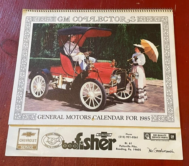 VINTAGE 1985 GENERAL Motors Calendar Bob Fisher Chevrolet Auto Wall