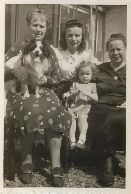 Photo Ancienne - Vintage Snapshot - Chien Famille Regard Drôle - Dog Funny Girl