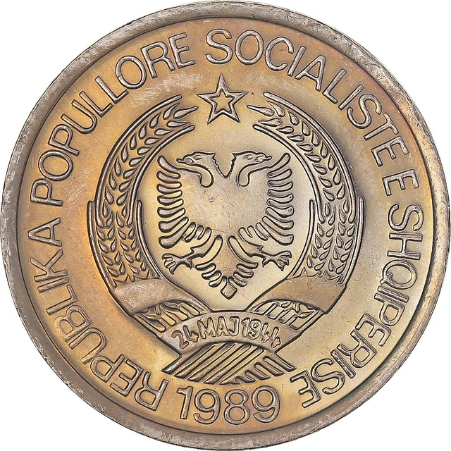 [#131377] Coin, Albania, 2 Leke, 1989, Rome, MS, Copper-nickel, KM:73