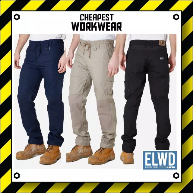 ELWD | Elwood Workwear | MENS ELASTIC WAIST WORK PANTS | Navy Stone Black EWD104