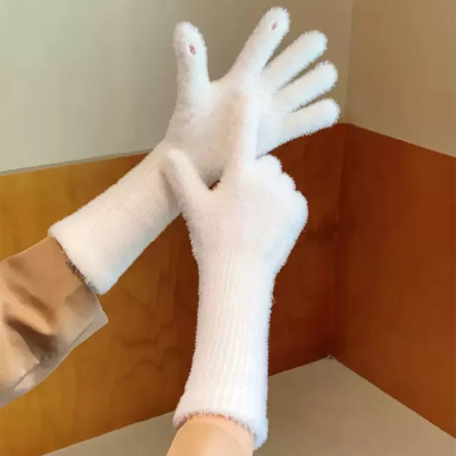 Damen Mädchen Winter Handschuhe Kunstpelz Thermal Touch Screen Finger Lange Süß