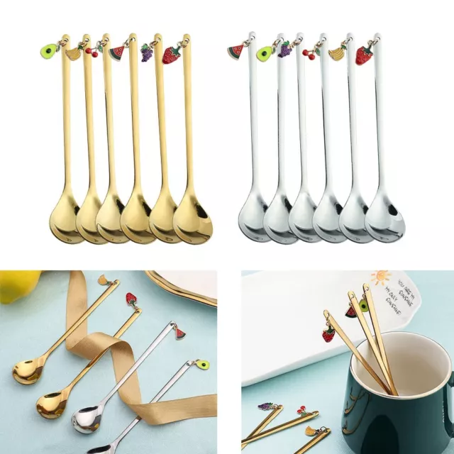 Creative Fruit Pendant Spoon for Desserts Gold or Silver Color Choices