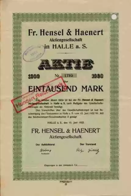 Fr. Hensel & Haenert 1922 Halle Saale Sachsen Anhalt Kaffee 1000 M Kolonialwaren