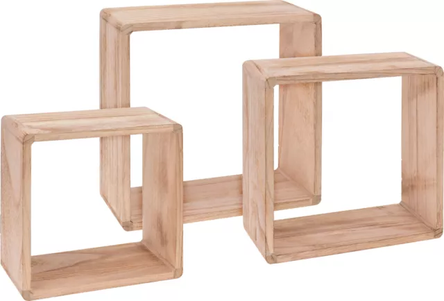 Würfel Wandregal 3er Set aus Holz - 30/27/24 cm - Cube Hängeregal Würfel Regal