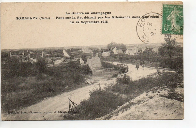 SOMMEPY TAHURE - Marne - CPA 51 - le pont sur la Py détruit par les allemands