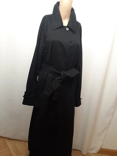 COS Women's Cotton Black Long Trench Coat Belted Size 10