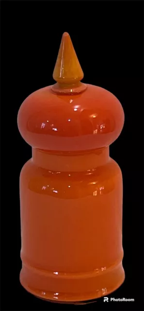 VNT  MCM Carlo Moretti Murano Orange Covered APOTHECARY Glass Jar Lid 9"