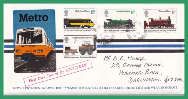 1977 - Tynemouth Philatelic Society Convention 'Supertram' Cover- 02/04/1977