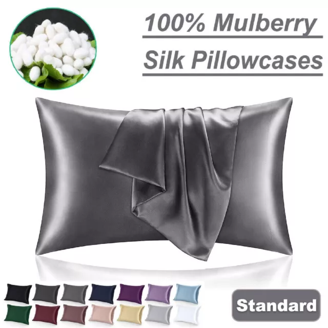 2x 100% Mulberry Silk Pillow Case Slip Protector Soft Silk Pillowcases 25 Momme