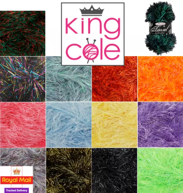 King Cole Tinsel Chunky Sparkle Furry Soft Eyelash Knitting Wool Yarn 50g Ball