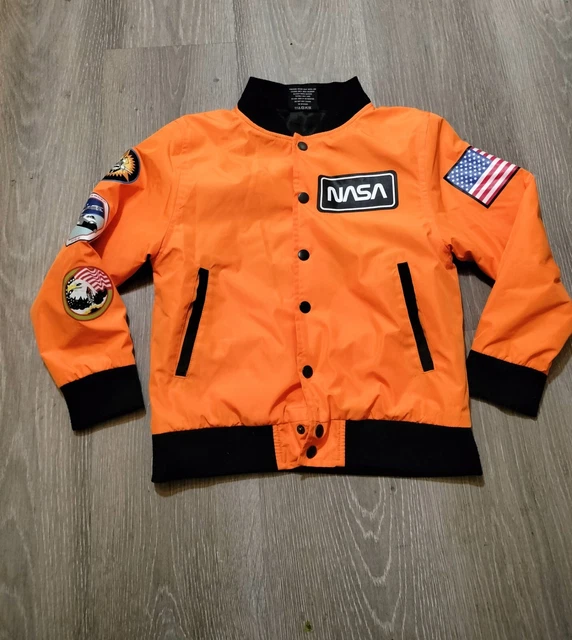 Buzz Aldrin Small Orange Black  Flight Bomber Jacket NASA  Letterman